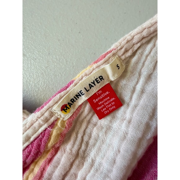 Marine Layer Pink Striped Cotton Gauze Tiered Midi Sun Dress Summer S - Picture 4 of 8